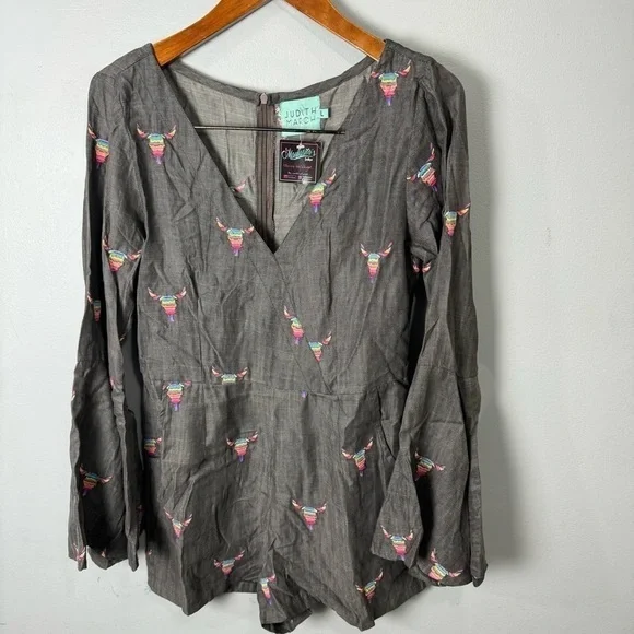 Anthropologie Judith March Chambray Romper Shorts sz L NEW Size L NEW #C416 - Picture 10 of 13